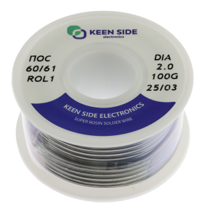 Изображение Припой Sn60/Pb40-d2.0-100g flux ROL1 ПОС 60/61