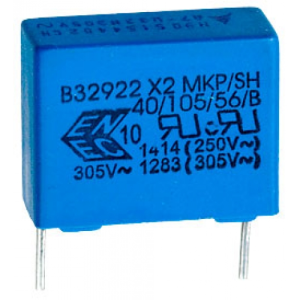 Изображение Конденсатор полимерный CLASS X2-MKP 0,33uF 305VAC 20% P=15mm / B32922C3334M