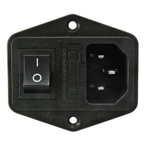 Изображение Разъем питания AC-014 / розеточный блок типа IEC320 с выключателем и предохранителем