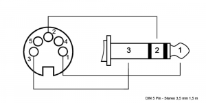 Схема DIN 5 Pin - Stereo 3,5 mm B1,5 m