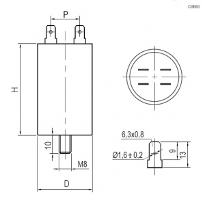 Схема CBB60 10uF 450V SCREW (SAIFU)