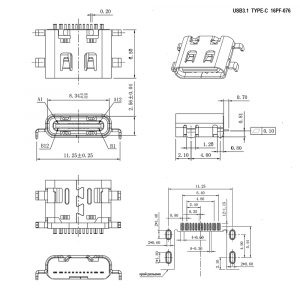 Схема USB3.1 TYPE-C 16PF-076