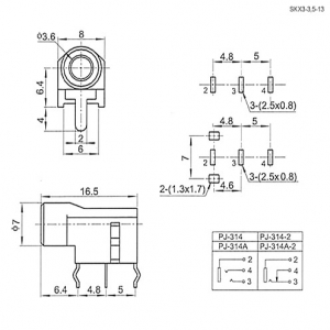 Схема CKX3-3.5-13 гнездо на плату