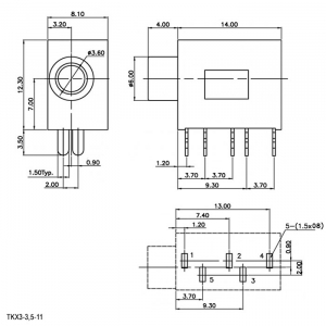 Схема TKX3-3.5-11 PCB jack