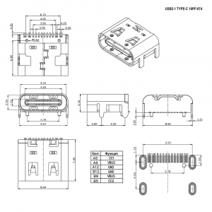 Схема USB3.1 TYPE-C 10PF-074