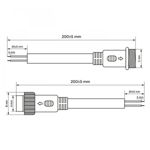 Схема 2pin WP L=40 D=13mm 2*0.3mm2