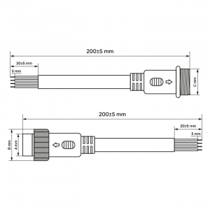 Схема 4pin WP L=40 D=13mm 4*0.3mm2