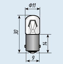 Схема Лампа СМ 28-2.8 B9S/14Ц