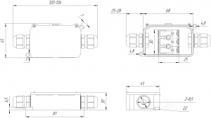 Схема BOX-2 IP65 2pin PC923B 10A/450V