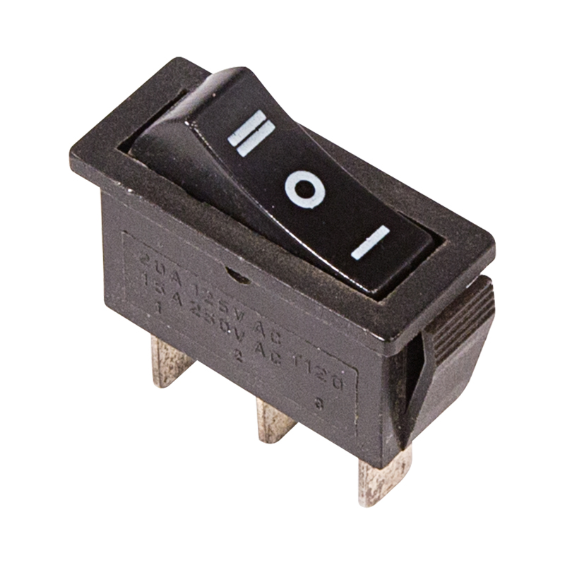 Переключатель клавишный 250V 15А (3с) ON-OFF-ON черный с нейтралью (RWB-411, SC-791) REXANT